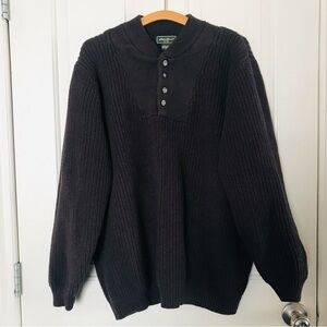 Eddie Bauer Cotton 1/4 Button Men's Dark Brown Sweater XL